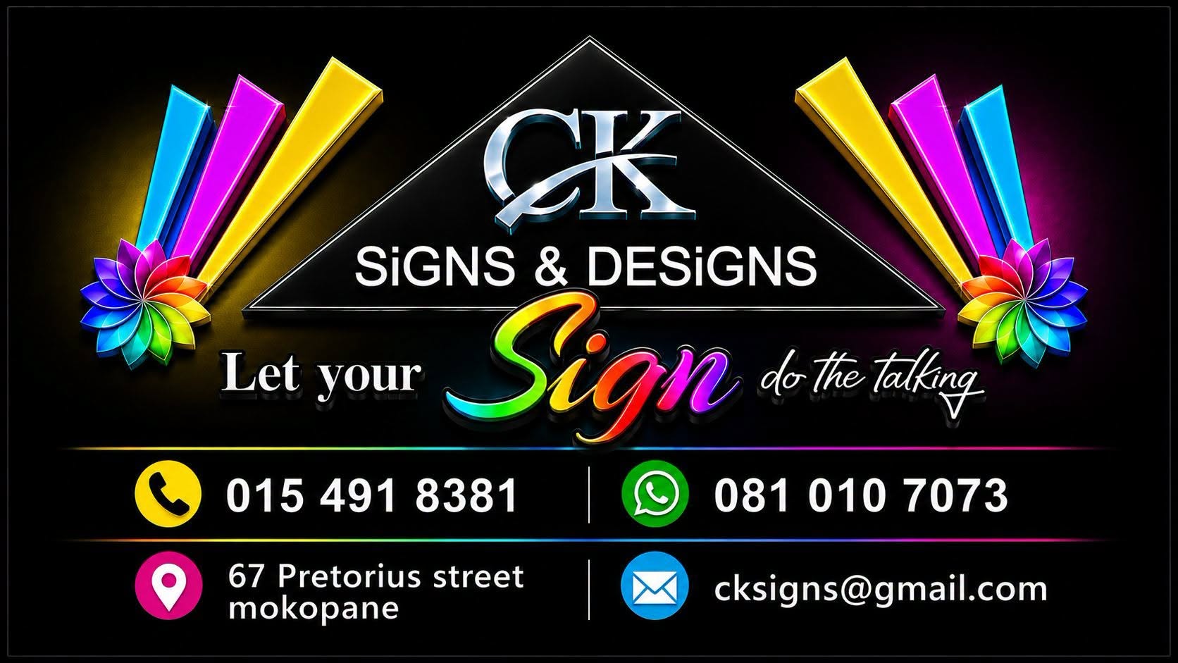 CK Signs & Designs original brand artwork, with the slogan Let your Sign do the talking