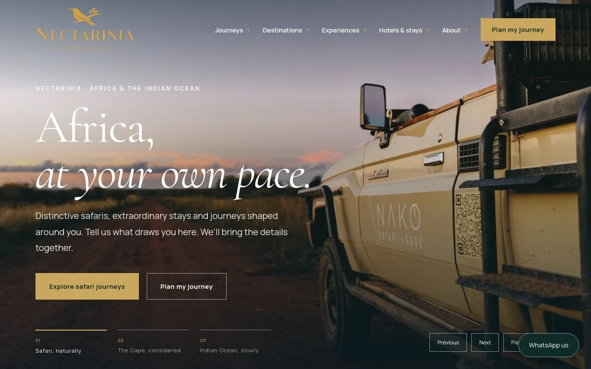 Nectarinia — a website for bespoke African travel